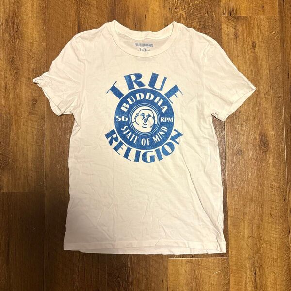 00s TRUE RELIGION Mexico製 USA半袖Tシャツ Tシャツ 古着ホワイト白企業系メンズ短丈 Sサイズ