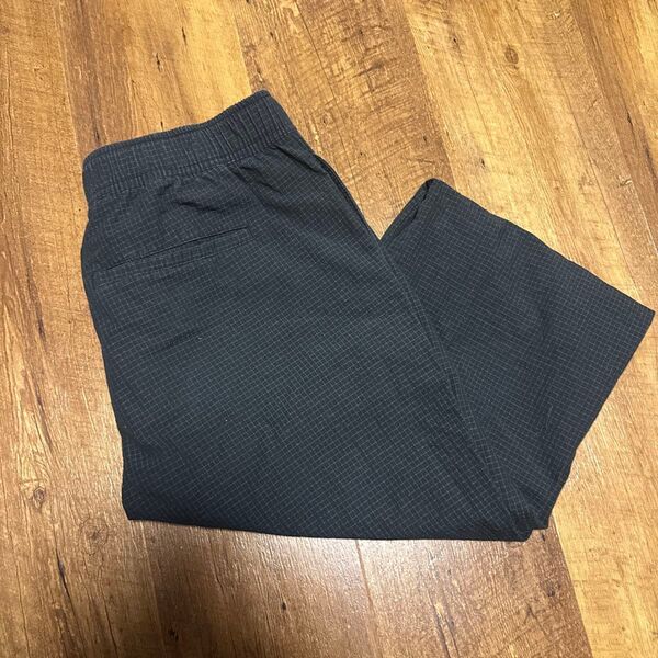 00s OLD GAP スラックス ブラック パンツ 古着ワイドチェックパンツナイロンカジュアルストリートシックメンズ Mサイズ