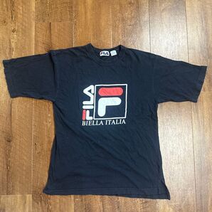 00s FILA Italia ブラック 古着 Tシャツ USA ヴィンテージ ビックプリント半袖メンズ Mサイズ