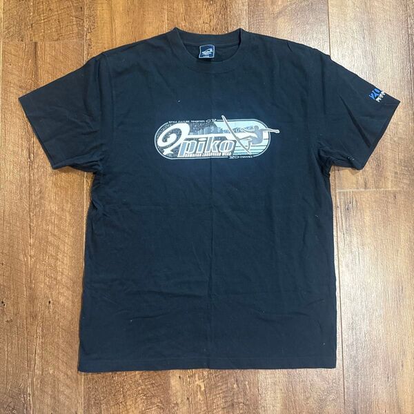 2004年製 PIKO y2k ヴィンテージ Tシャツサーファーワンポイントプリント半袖黒ブラック ボックスメンズ Lサイズ