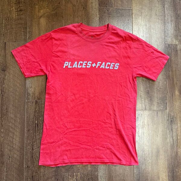 PLACES+FACES Tシャツ 半袖Tシャツ ビンテージ 古着 レッド赤 y2k 短丈メンズ Mサイズ
