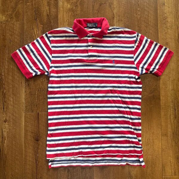 POLO by Ralph Lauren ボーダー ポロシャツ 半袖ポロシャツ ラルフローレン ボーダー柄 ストリート青赤白 M