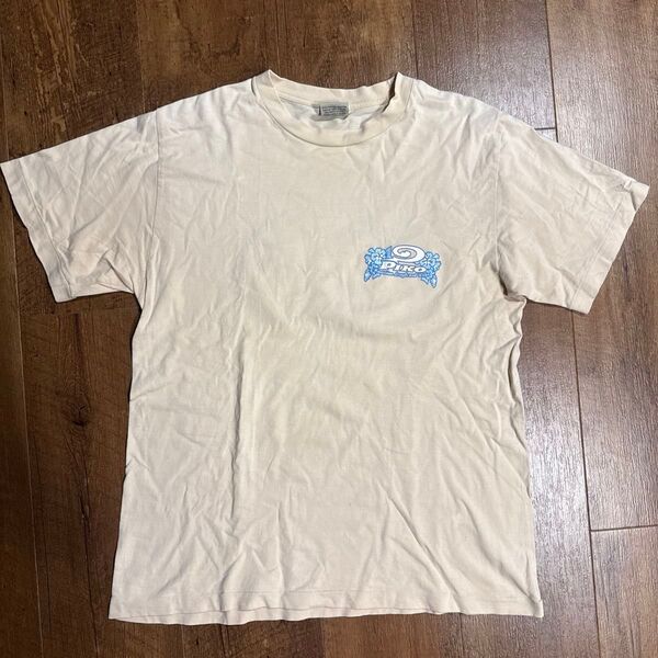 y2k PIKO シングルステッチ Tシャツ 半袖 古着 半袖Tシャツ イエロー サーファーバックプリントワンポイント M