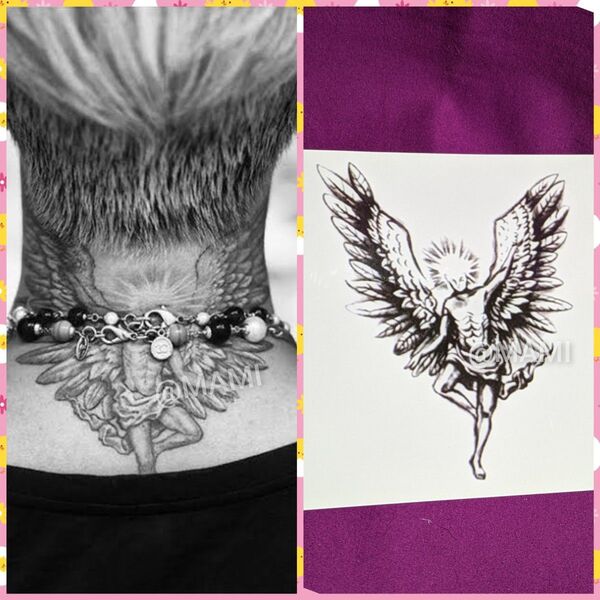 ★ G-DRAGON タトゥーシール ★ ジヨン TATTOOシール 堕天使 天使の羽 ミカエル 首タトゥー