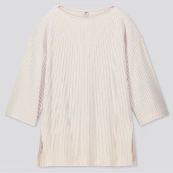 ワイドリブリラックスチュニック(7分袖) Tシャツ