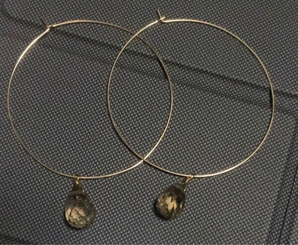 14kgf ピアス スモーキークォーツ
