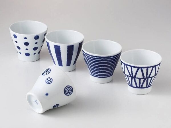 西海陶器 波佐見焼 藍玉 フリーカップ5個セット 西海陶器