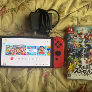 最安値 Nintendo Switch 有機EL マリオレッド 充電器 スマブラ付き