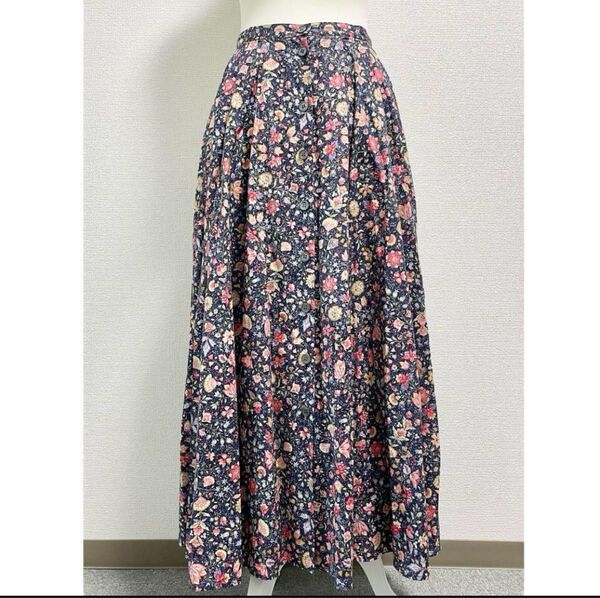 LAURA ASHLEY ローラアシュレイ コットンロングフレアスカート 花柄
