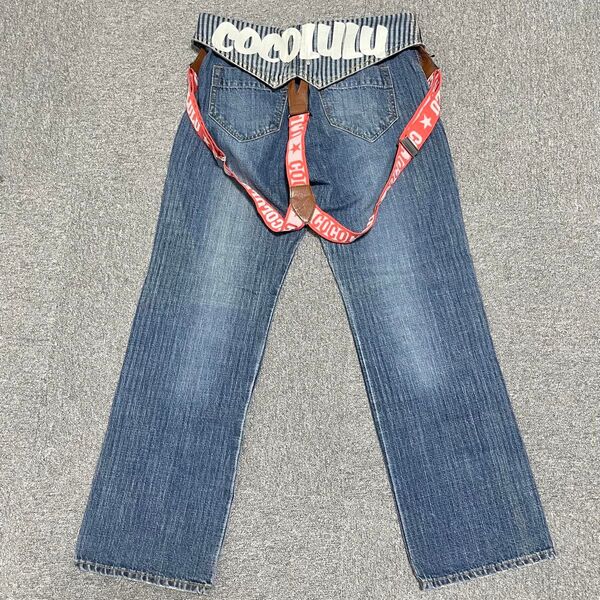 COCOLULUココルル ロゴケツルルデニム ジーパン サスペンダー付