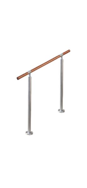 YHEYSMUX 100 cm 屋内 屋外 階段 手すり 茶色 無垢材の手摺り ブナ丸棒 304ステンレス鋼外径35 mm 銀