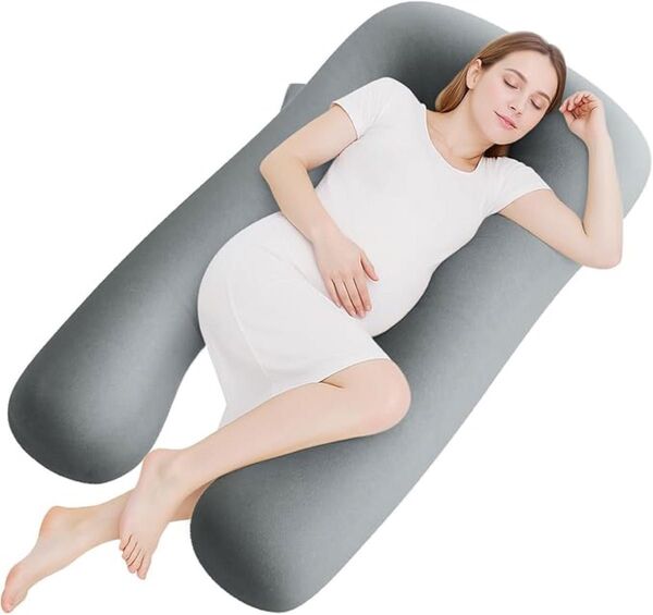 【新品未使用】抱き枕 妊婦 低反発 授乳クッション U字型 体圧分散 寝室 男女兼用 洗濯可能 グレー