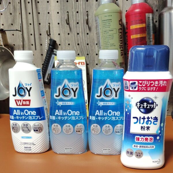 JOY 泡スプレー2種&キュキュットつけおき粉末本体 計4点セット