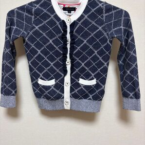 TOMMYHILFIGERキッズ カーディガン ネイビー アーガイル フリル