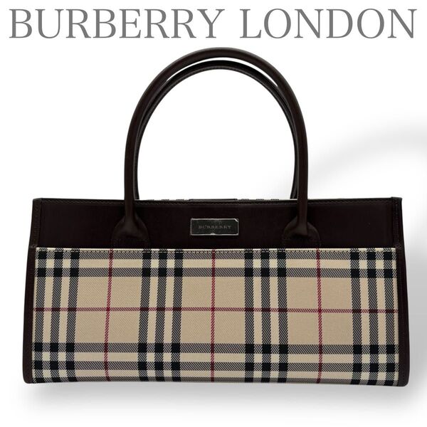 【新品未使用】BURBERRY LONDON バーバリーロンドン ハンドバッグ ノバチェック レザー ナイロン 保護シール付き