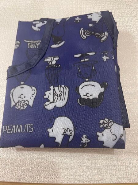 新品 スヌーピーエコバッグ 折りたたみバッグ【ネイビー】