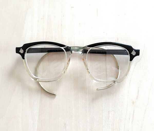 ヴィンテージ American optical AO アメリカンオプティカル メガネ ブラック×クリア ツートンカラー