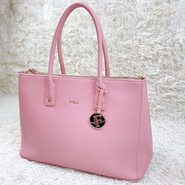 極美品 FURLA フルラ トートバッグ ハンドバッグ LINDA 本革 レザー