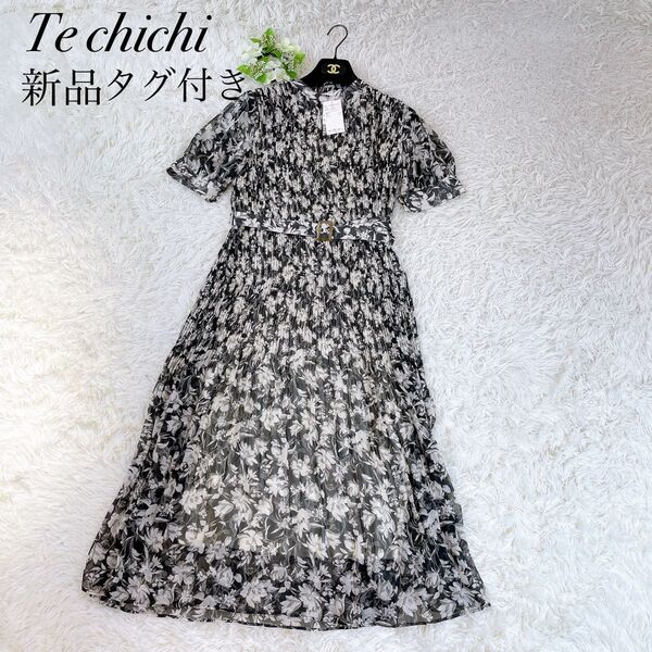新品 テチチ シフォンプリーツワンピース ロング Te chichi 花柄