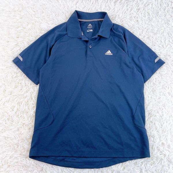 adidas アディダス◎CLIMALITE半袖 ドライ ポロシャツネイビー