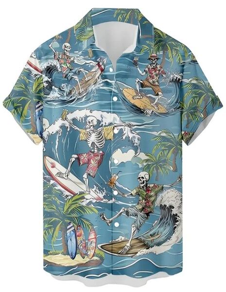 新品●スカル●サーフ● アロハシャツ●XL
