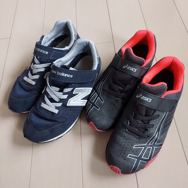 New Balance ネイビー 23センチ& ASICSブラック/レッド キッズシューズ23.5センチ