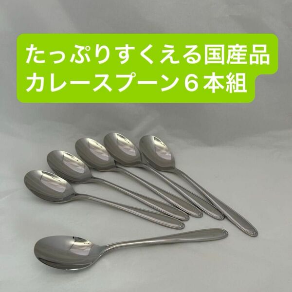 たっぷりすくえるカレースプーン6本組 国産品 メーカー事務所サンプル 未使用品 ステンレス製