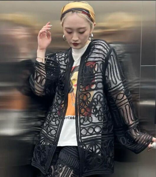 ameri vintageBATTEN LACE LIKE KNIT JACKET