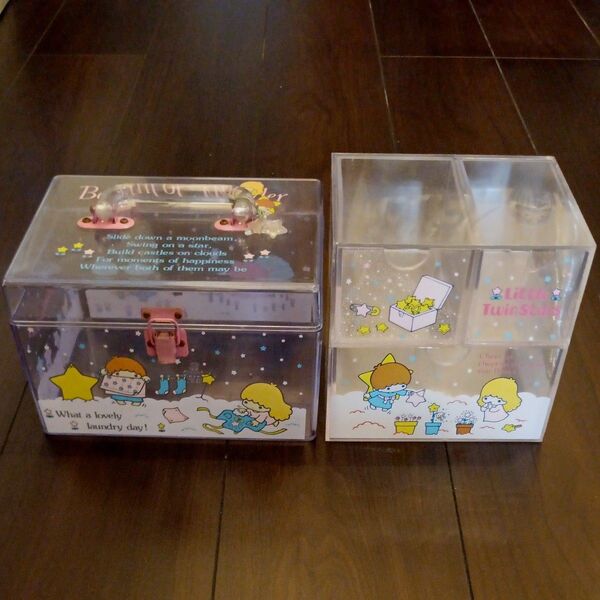 Little Twin Stars クリア小物入れ 2個セット キキララ レトロ