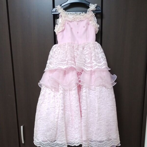 女の子用 ドレス ピンク レース フリル 120cm