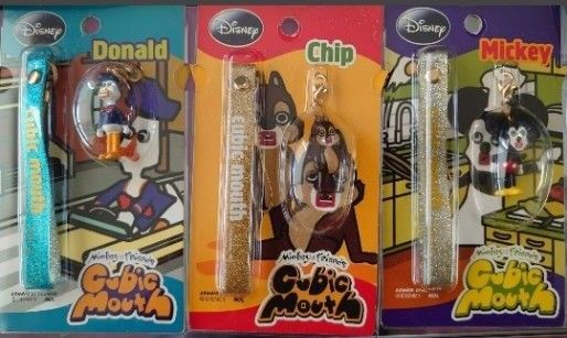 【未開封】ディズニー キュービックマウス ストラップ 3種セット ミッキー ドナルド チップ フィギュア Disney レア
