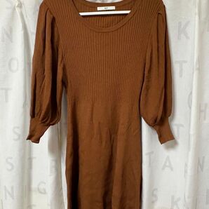 ☆値下げ交渉基本OKです☆SLY 薄手ニットワンピース ブラウン ミニワンピース