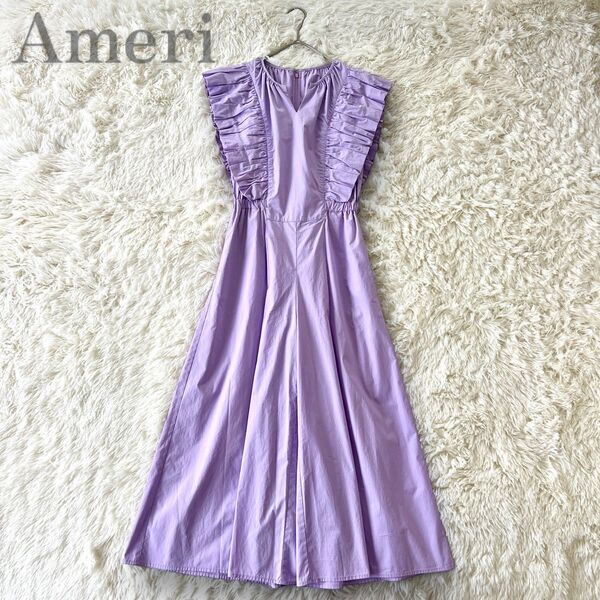 AMERI VINTAGE GATHERED SLEEVE ALL IN ONE PURPLE 紫 サロペット オールインワン