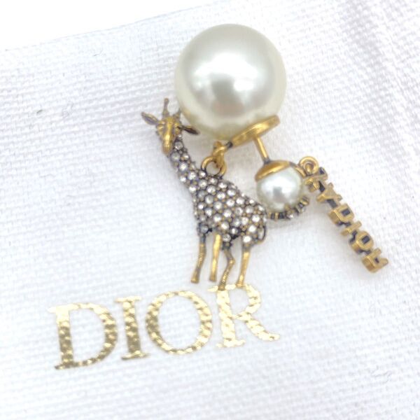 激レア CHRISTIAN DIOR クリスチャン ディオール キリン ピアス パール JADIOR ジャディオール 麒麟