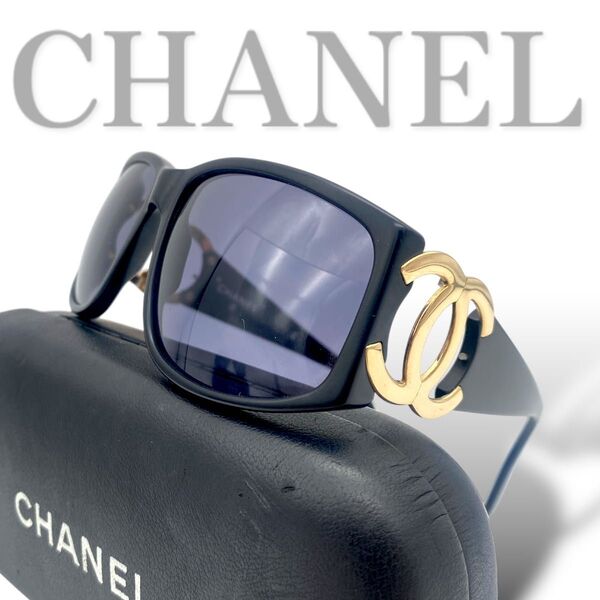 【美品】CHANEL sunglasses coco y2k BLACK BLUE GOLD case unisex