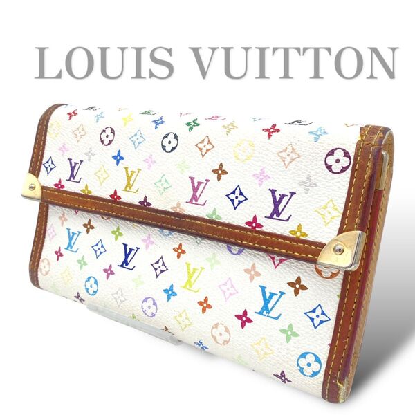 【希少】LOUIS VUITTON マルチカラー ポルトトレゾール インターナショナル 長財布 三つ折り M92659 モノグラム