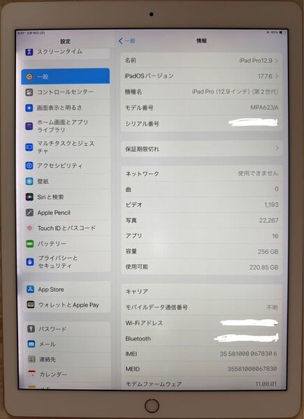 iPad Pro 12.9 第二世代 Wi-Fi+cellular 256GB gold