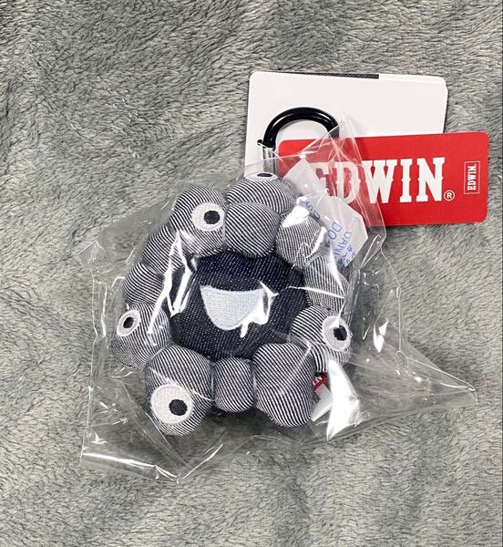 ミャクミャク EDWIN デニム キーホルダー マスコット エドウィンコラボ 黒 フェイス 万博