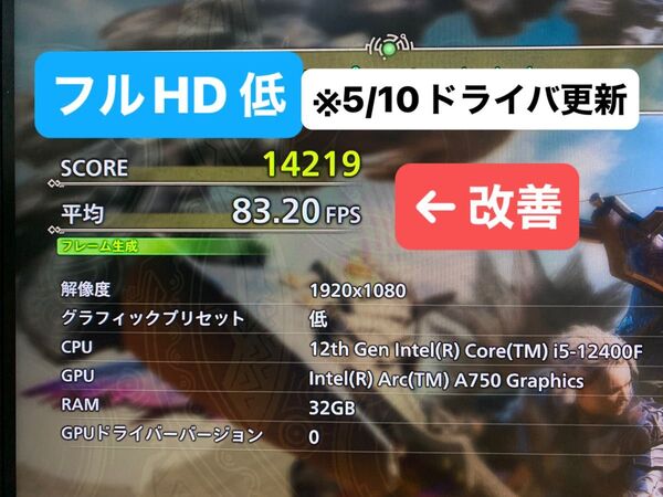 13 青の呪物 (Intel構成ゲーミングPC) 12400f Inrel ArcA750 メモリ32G SSD1TB