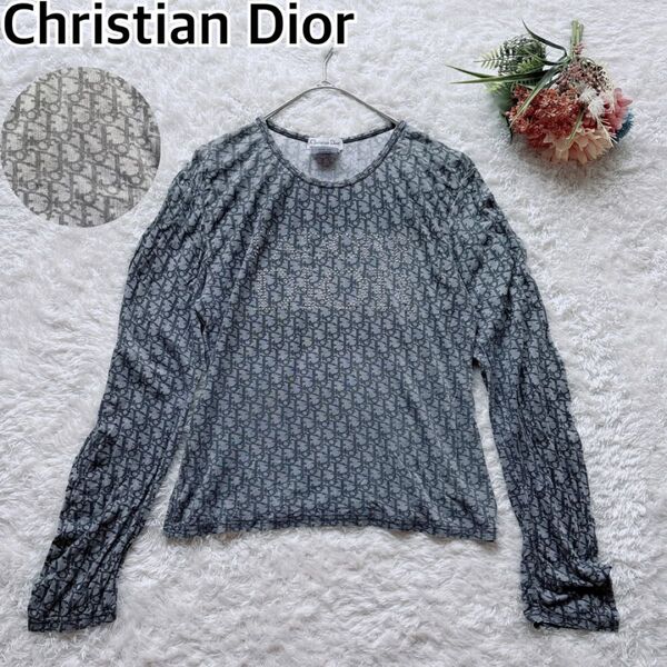 Christian Diorクリスチャンディオール長袖カットソー トロッター ラインストーン 総ロゴ フランス製 1947 総柄