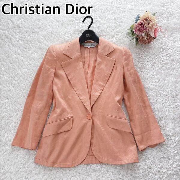 クリスチャンディオール ジャケット リネン100% オレンジ 麻 サマー 夏 Christian Dior 高級 サーモンピンク