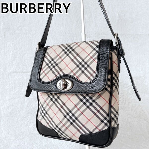 バーバリー BURBERRY ショルダー ノバチェック レザー ターンロック キャンバス ターンロック ベージュ 男女兼用 希少