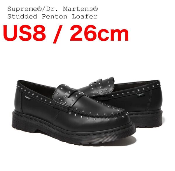 US8 26cm Supreme × Dr.Martens Studded Penton Loafer "Black" 25SS