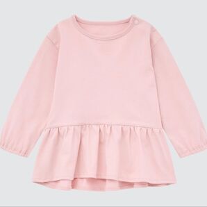 未使用品 ユニクロ エアリズムコットンクルーネックT(長袖) 90 ピンク
