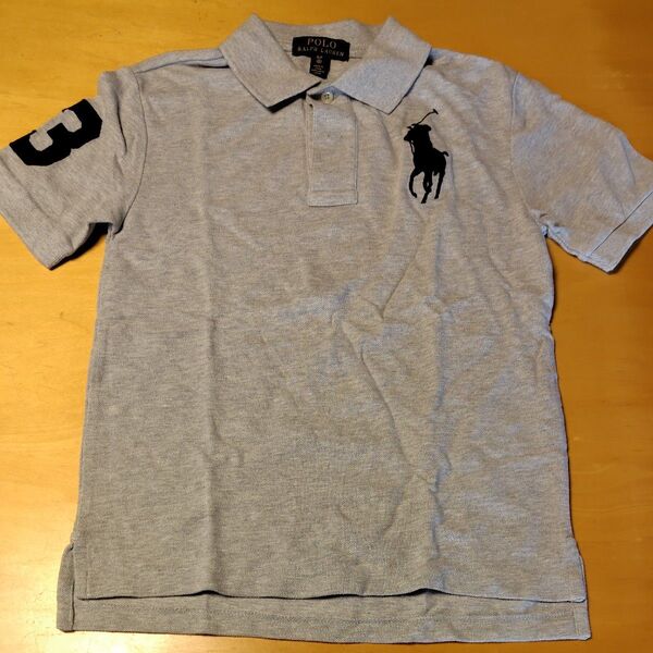 美品☆POLO RALPH LAUREN ポロ ラルフ ローレン ポロシャツ 140 グレー ビッグポニー G