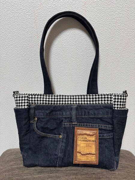 ハンドメイド デニムリメイク リメイクバッグ トートバッグ
