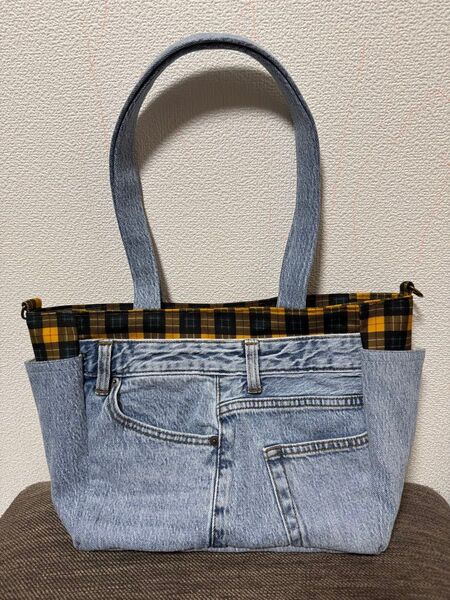 ハンドメイド デニムリメイク リメイクバッグ トートバッグ