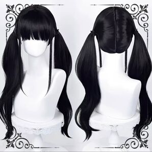 【送料無料】【ツインテール】黒髪 ロングウィッグコスプレ かつら ロング キャラクター アニメ