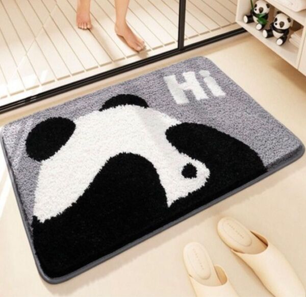 バスマット キッチンマット 玄関 エントランス バスルーム 足拭きマット 吸水 速乾 40×60cm パンダ ふわふわ かわいい
