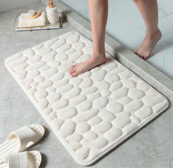 ホワイト バスマット キッチンマット バスルーム 脱衣所 洗面所 足拭きマット 吸水 速乾 40×60cm